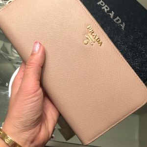 New Prada Saffiano Leather Continental Wallet